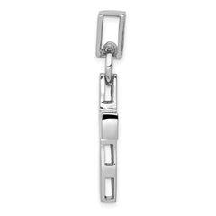 14K White Gold Modern Cross Pendant with Polished Finish and Rhodium Plating