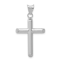 14k White Gold Polished Hollow Cross Pendant