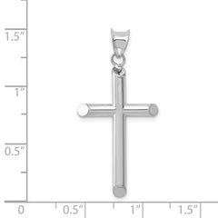 14K White Gold Hollow Cross Pendant with Rhodium Plating Elegant 3D Design, Lightweight Faith Symbol