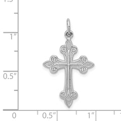 14K White Gold Cross Pendant with Rhodium Plating Elegant Faith Symbol
