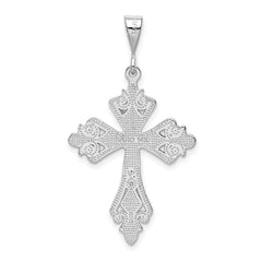 14K White Gold Cross Pendant with Rhodium Plating Elegant and Timeless Design