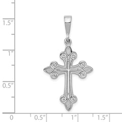 14K White Gold Cross Pendant with Rhodium Plating Elegant and Timeless Design