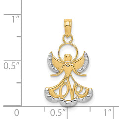 14K Gold Rhodium-Plated LOVE Angel Pendant Elegant, Timeless Symbol