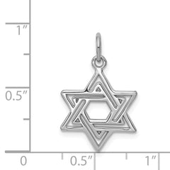 14K White Gold Star of David Charm with Rhodium Finish Elegant Solid Design