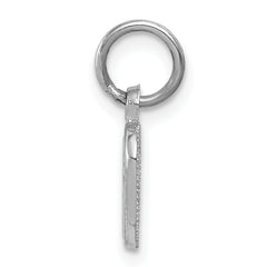 14K White Gold Cross in Heart Charm with Polished Rhodium Finish