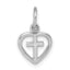 14k White Gold Cross in Heart Charm
