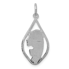 14K White Gold Mary Blessed Virgin Charm with Polished Rhodium Finish