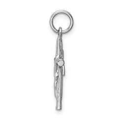 14K White Gold Crucifix Pendant with Polished Rhodium Finish Solid Elegant Design