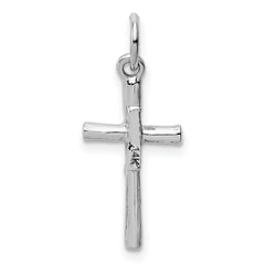 14K White Gold Crucifix Pendant with Polished Rhodium Finish Solid Elegant Design