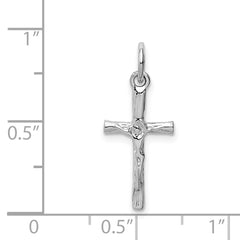14K White Gold Crucifix Pendant with Polished Rhodium Finish Solid Elegant Design