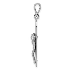 14K White Gold Passion Crucifix Pendant with Rhodium Finish Elegant 42mm Design