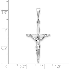 14K White Gold Passion Crucifix Pendant with Rhodium Finish Elegant 42mm Design