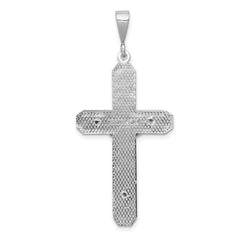 14k White Gold Crucifix Pendant with Polished Finish Solid Cast Design