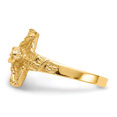 14K Diamond-cut Crucifix Ring