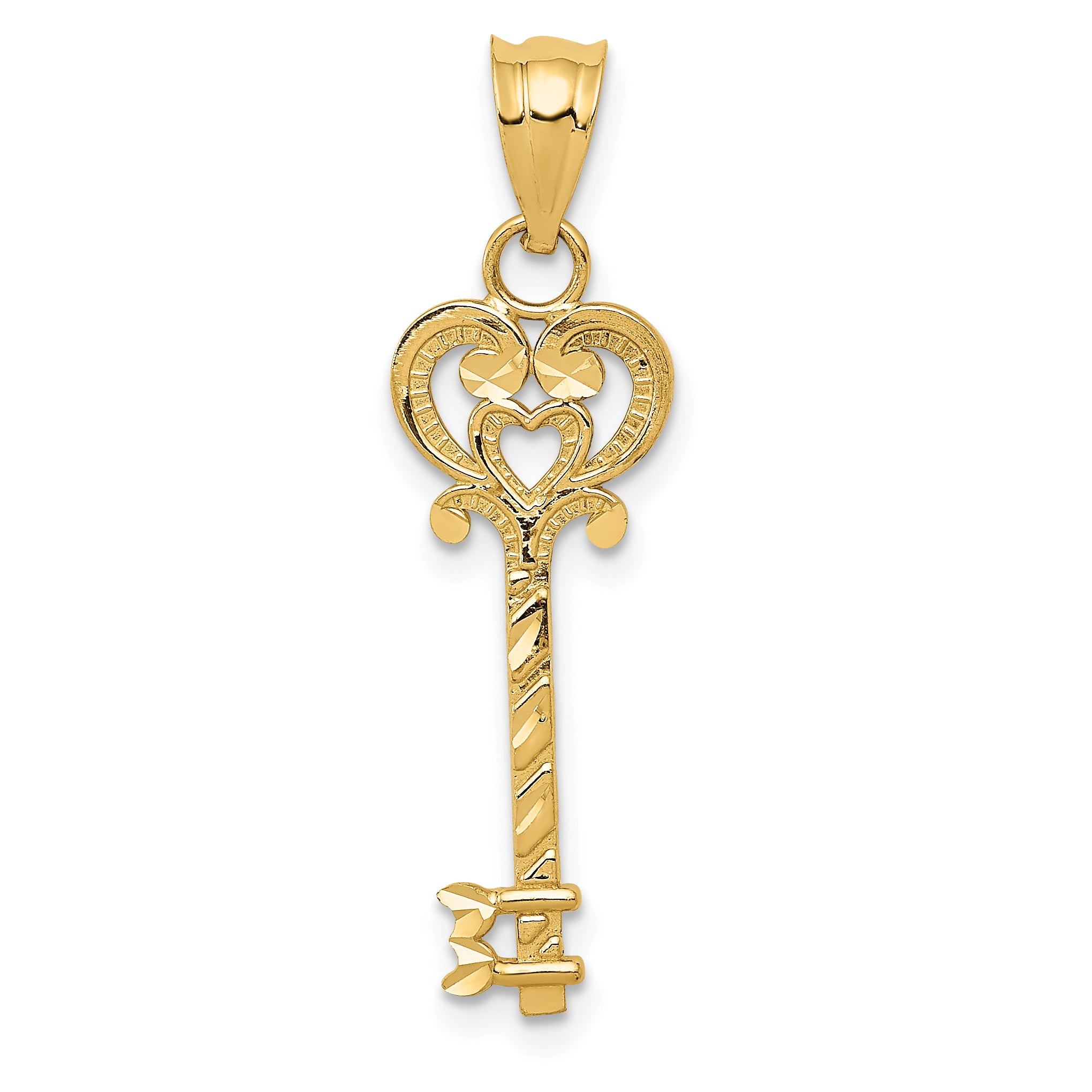 14k Diamond-cut Key Pendant