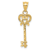 14k Diamond-cut Key Pendant