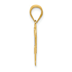 14K Gold & White Rhodium Mom Heart Pendant with Diamond-Cut Finish