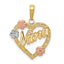 Nana Heart with Flowers Pendant in 14K Tri-Color Gold, 21mm - Sophia Jewelers