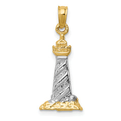 14K Gold St. Augustine Lighthouse Pendant with Rhodium Accents and Polished Finish