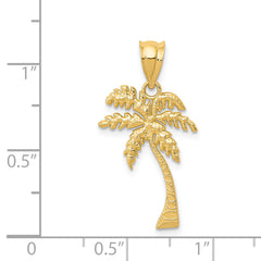 14K Gold Mini Palm Tree Pendant for Men, Solid Casted Design