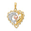 14K Two-Tone w/White Rhodium Dolphins In Heart Pendant