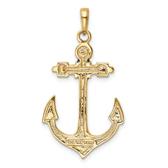 14K Gold Enameled Anchor Pendant with Red, White, Blue Accents