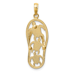 14K Two-Tone Gold Sea Turtle Flip-Flop Pendant Elegant Themed Jewelry by Sophia Jewelers