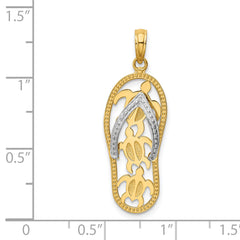 14K Two-Tone Gold Sea Turtle Flip-Flop Pendant Elegant Themed Jewelry by Sophia Jewelers