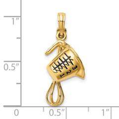 14K Gold 3D Measuring Cup and Whisk Pendant with Black Enamel Finish