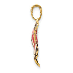 14K Gold Enameled Butterfly Pendant with Multi-Colored Accents Polished Finish
