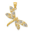 Filigree Dragonfly Pendant in 14K Two-Tone Gold, 28mm - Sophia Jewelers