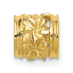 14K Gold Diamond-Cut Plumeria Barrel Slide Pendant, Fits 2-3mm Omega