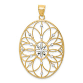 14Kw/ Rhodium Floral Medallion Pendant
