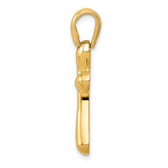 14K Gold Polished Freeform Cross Pendant Open Back Elegant Design