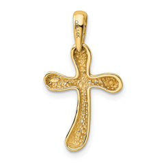 14K Gold Polished Freeform Cross Pendant Open Back Elegant Design