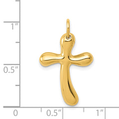 14K Gold Polished Freeform Cross Pendant Open Back Elegant Design