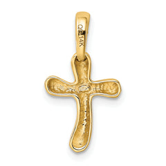14K Gold Freeform Cross Pendant, 23mm, Elegant Open-Back Design