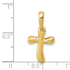 14K Gold Freeform Cross Pendant, 23mm, Elegant Open-Back Design