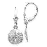 14K White Gold Sand Dollar Leverback Earrings with Polished Finish