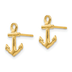 14K Gold Polished Anchor Post Earrings for Women Solid, Elegant Design