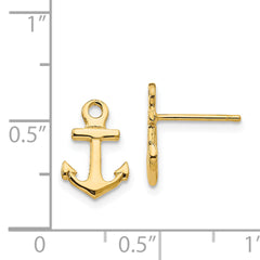 14K Gold Polished Anchor Post Earrings for Women Solid, Elegant Design