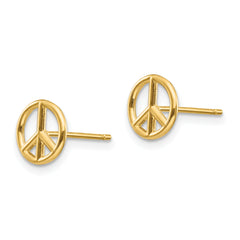 14K Gold Polished Peace Symbol Earrings with Post Back for Women