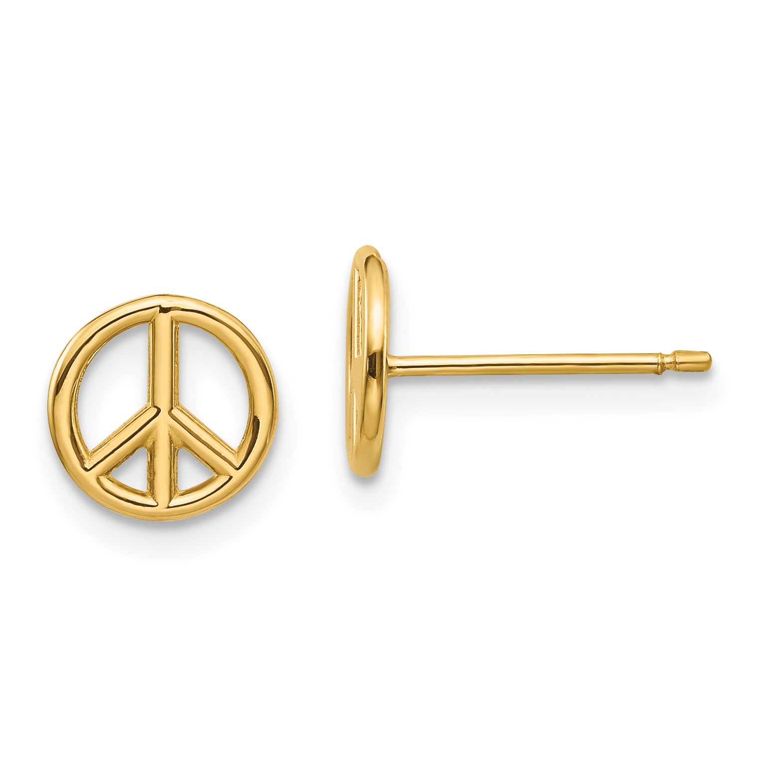 14K Polished Peace Symbol Post Earrings