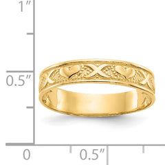 14K Polished X and Hearts Ring