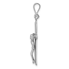 14K White Gold Crucifix Pendant with Polished Rhodium Finish