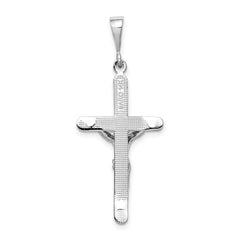 14K White Gold Crucifix Pendant with Polished Rhodium Finish