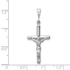 14K White Gold Crucifix Pendant with Polished Rhodium Finish