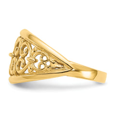 14K Fleur-De-Lis Tapered Ring