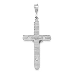 14K White Gold Crucifix Pendant with Polished Finish and Rhodium Plating