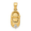 14k 3-D April/Synthetic Stone Engraveable Baby Shoe Charm